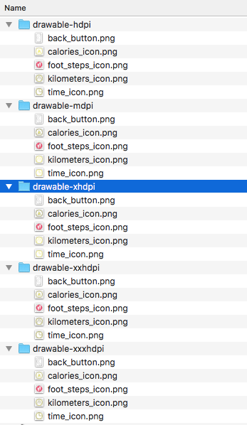 Exported icons